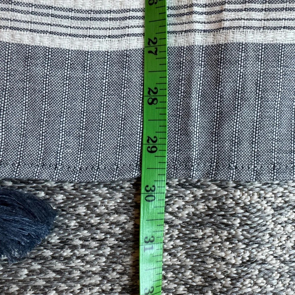 SURF GYPSY Dusty Blue & White Striped Tassel Trimmed Coverup - Size Medium - Picture 7 of 9